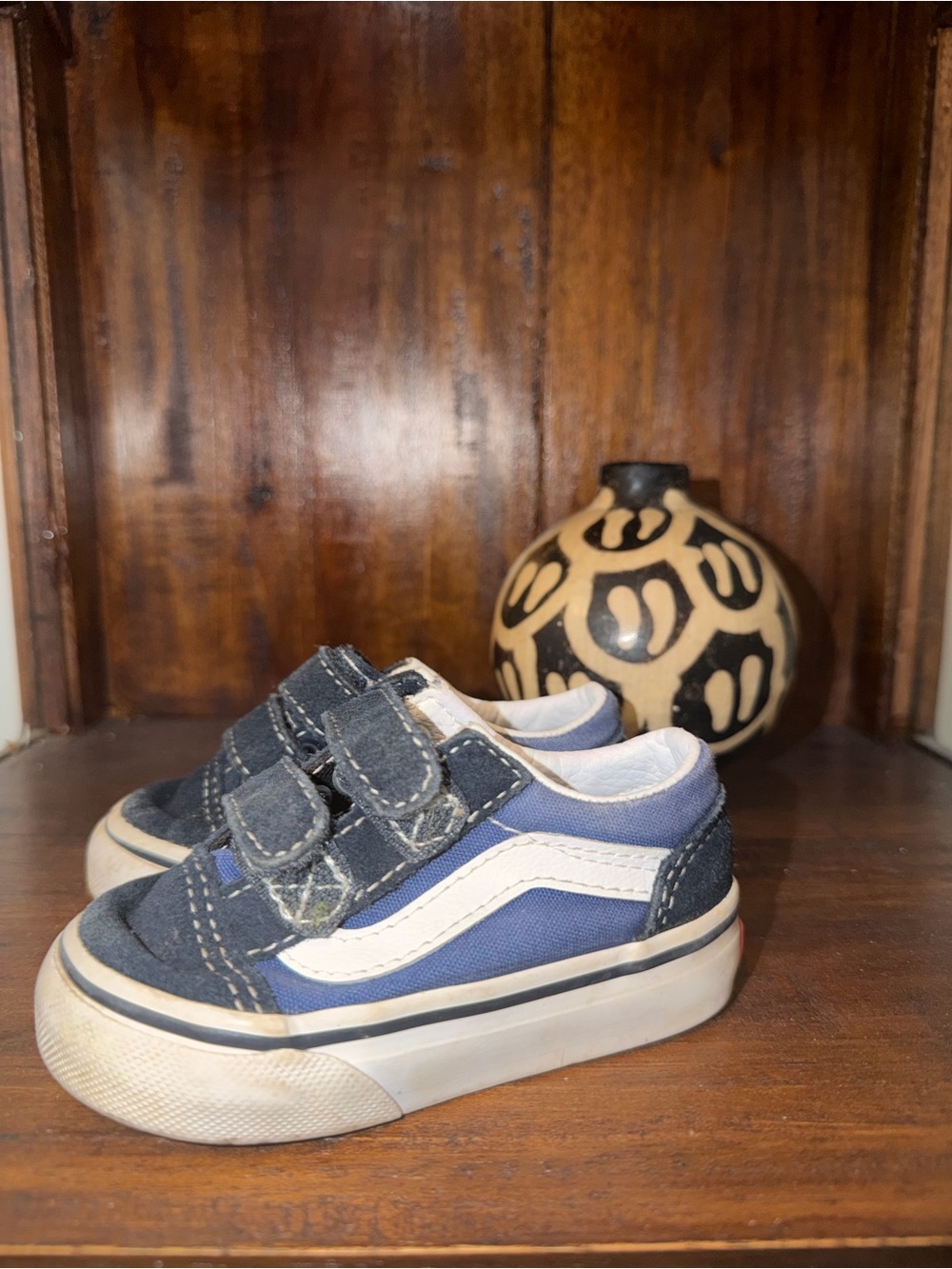 Vans Toddler Navy and White Velcro Skate Shoes